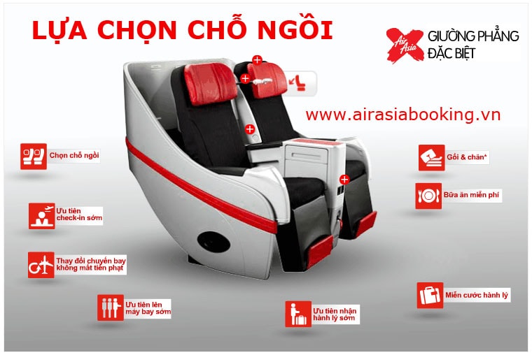 Chọn chỗ ngồi trên máy bay Air Asia