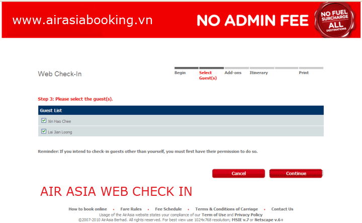 Air Asia web check-in