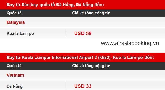 Vé máy bay từ Đà Nẵng đi Kuala Lumpur giá rẻ